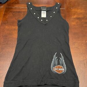 Harley-Davidson Black V-Neck Tank with Studs